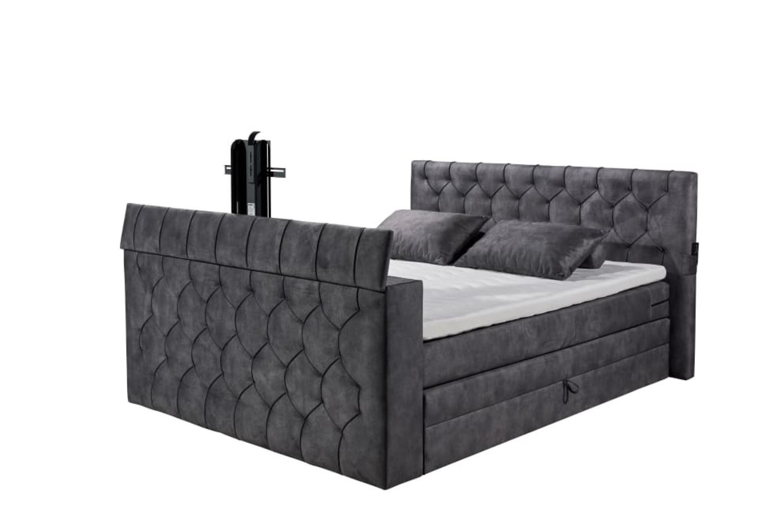ed exciting design Boxspringbett Anthrazit 180x200 cm