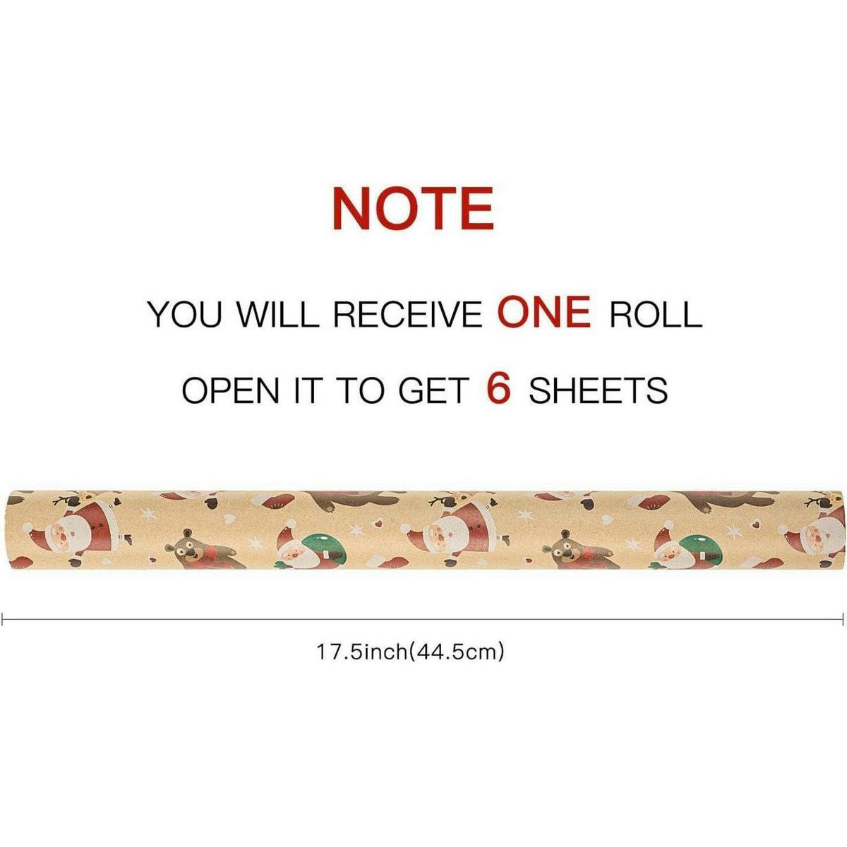 GESCHENKPAPIER 6-teiliges Set Weihnachtsmotive 44,5 x 76 cm - Multicolor, Papier (4/3/44cm)