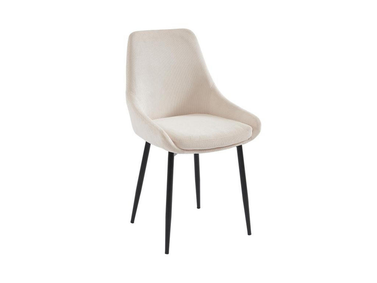 STUHL 2er-Set - Cord & Metall - Cremefarben - MASURIE - Creme, Textil (56/85.5/49cm) - Vente-Unique