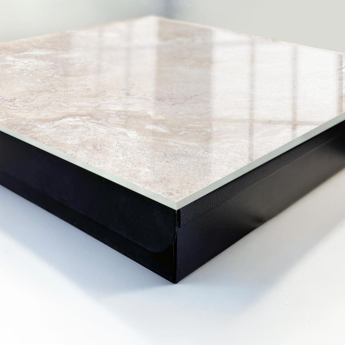 SCHLÜSSELBOX Schwarz 30x30 cm- Türöffnung nach rechts - Beige Abstraktionen - Beige, Metall (30/30/5cm) - TULUP