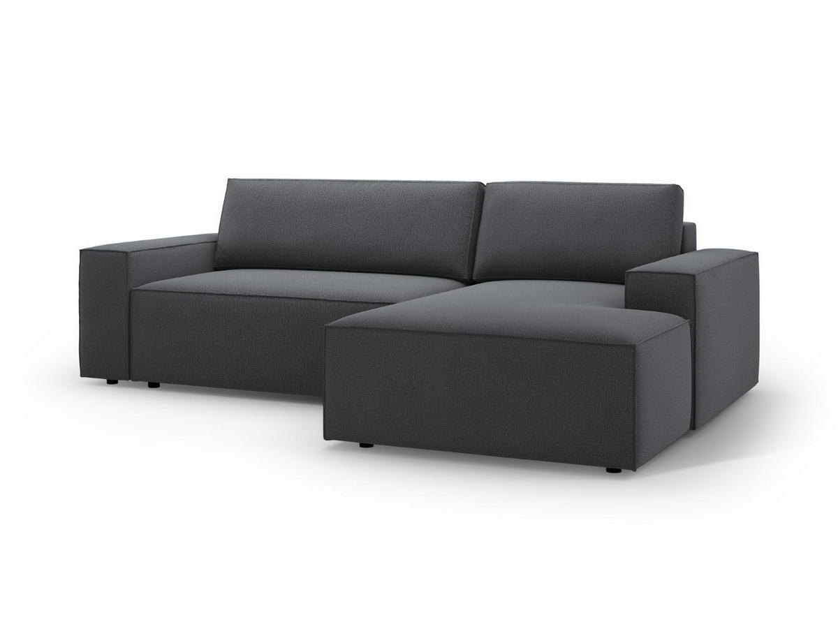 AUSKLAPPBARES-ECKSOFA rechts mit Container Jodie aus strukturiertem Stoff dunkelgrau 3 Sitzplätze - Dunkelgrau, Textil (246/151cm) - Micadoni