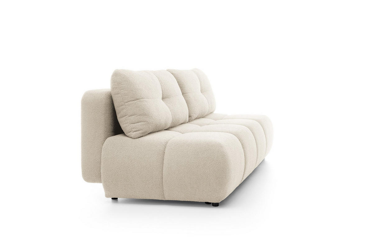 BETTSOFA CORSO Beige Bucle-Stoff mit Schlaffunktion - Beige, Holz (214/89/104cm) - MASSENO