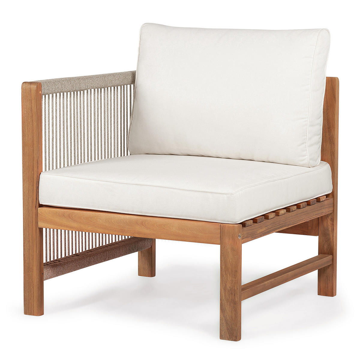 LOUNGEGRUPPE - 5-teilig - Akazie massiv / Polyester - Braun / Beige - Beige, Holz/Textil - home24