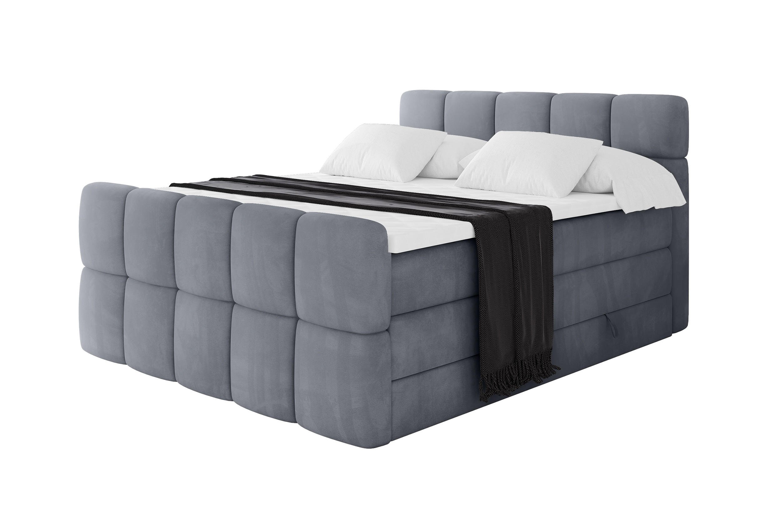 BOXBETT mit Matratze H3/H4 - FAMA-Z KING - 200x200 cm Grau Casablanca - Grau, Holzwerkstoff (200/200cm) - ALTDECOR