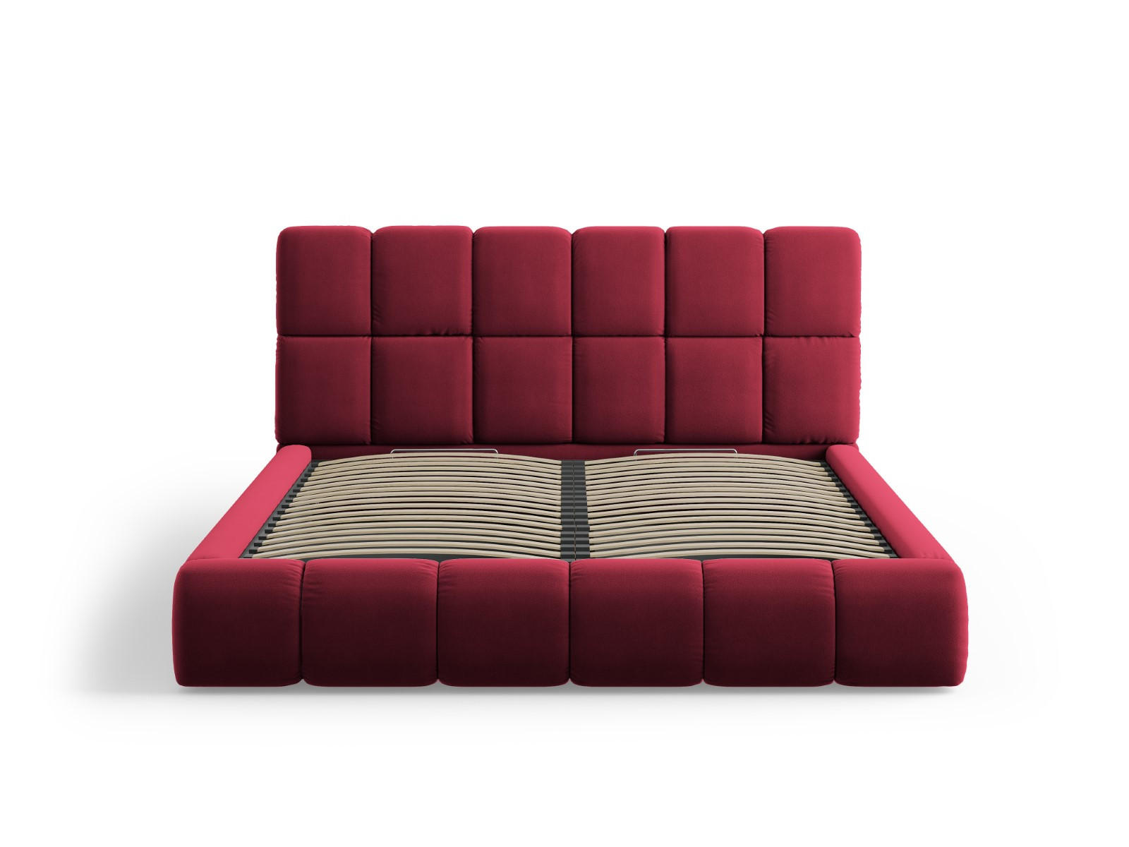 BETT mit Bettkasten und Kopfteil Bellis aus Samt rot 180x200cm - Rot, Textil (180/200cm) - Micadoni