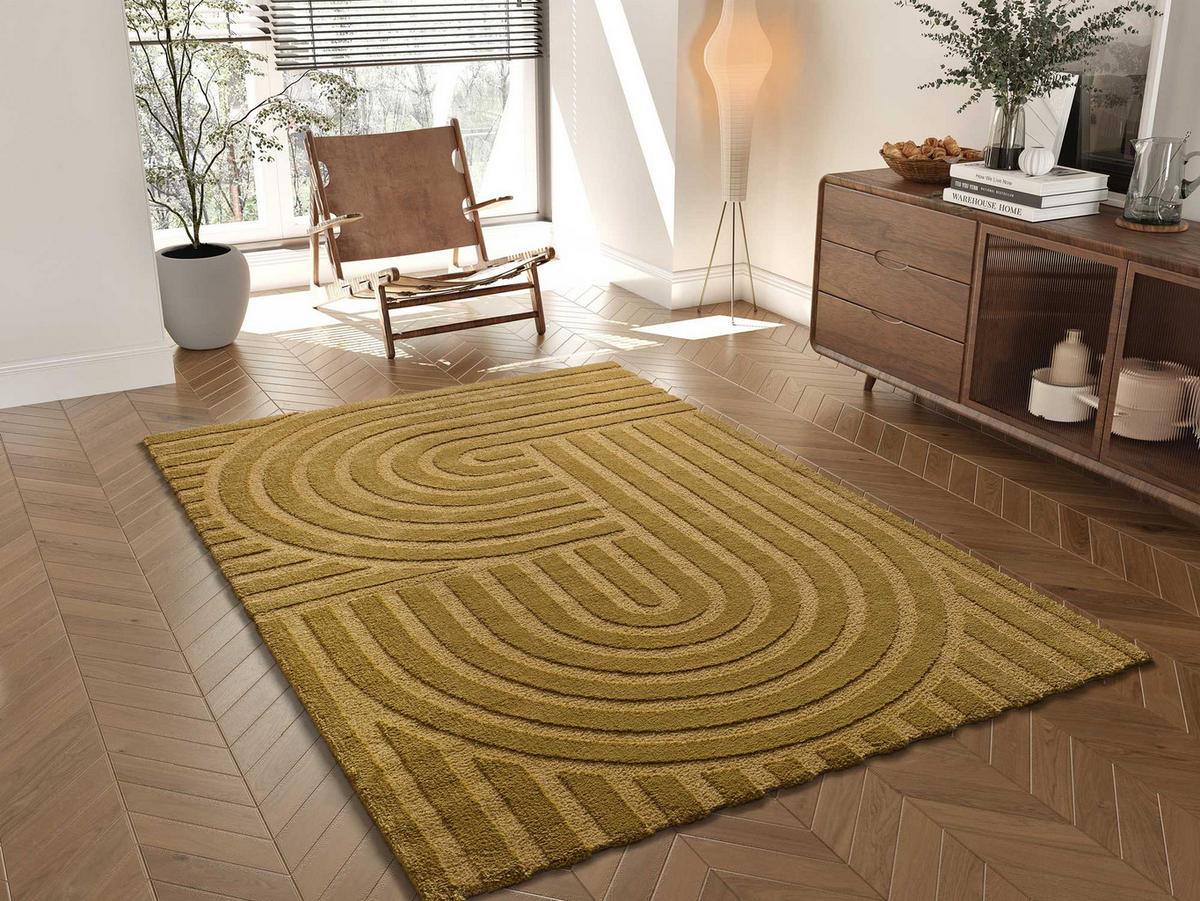 WEBTEPPICH Senf Snowy 160/230 cm - Dunkelgelb, Naturmaterialien/Textil (160/230cm) - Atticgo