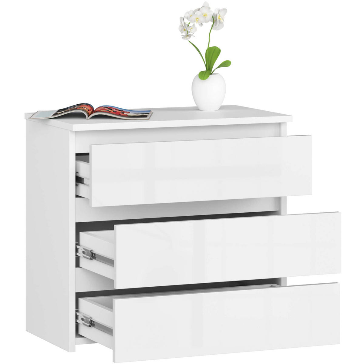 KOMMODE Weiß, Weiß Glanz 57/60/35 - Weiß, Holzwerkstoff (60/57/35cm) - RAUMHIRSCH FURNITURE