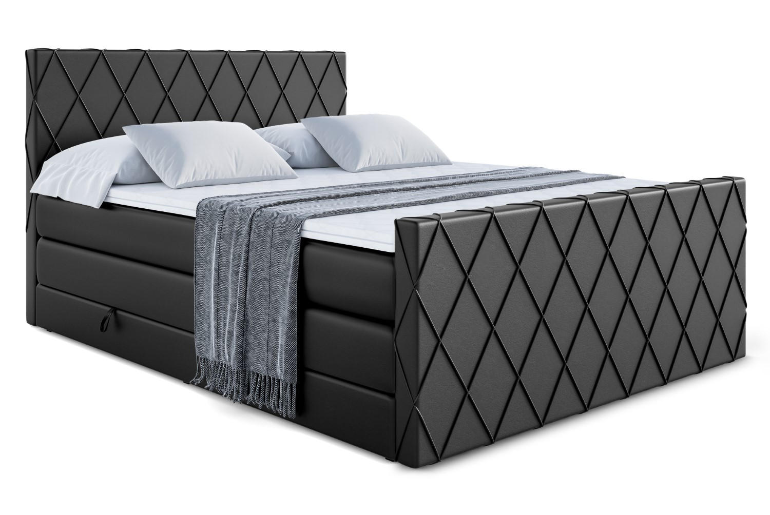 BOXSPRINGBETT LEPARO-Z KING - 180 x 200 - H3/H4 - Schwarz Hochglanz - Schwarz Hochglanz, Holzwerkstoff (180/200cm) - ALTDECOR