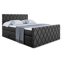 BOXSPRINGBETT LEPARO-Z KING - 180 x 200 - H3/H4 - Schwarz Hochglanz - Schwarz Hochglanz, Holzwerkstoff (180/200cm) - ALTDECOR