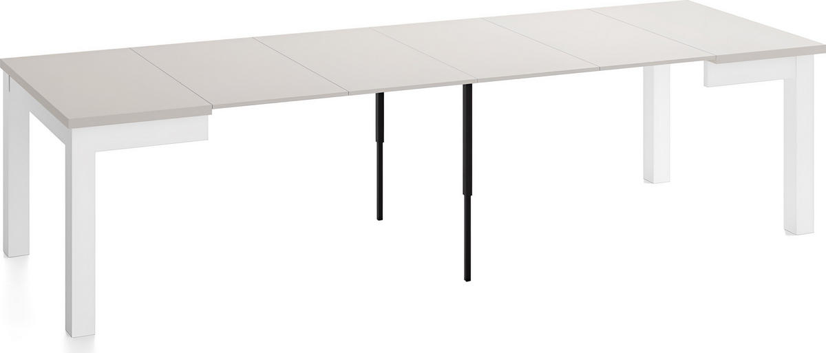 ESSTISCH Toren Weiß ausziehbar verlängerbar quadratisch, Kaschmir 100-300/100/76.5 cm - Kaschmir/Weiß, Holz/Holzwerkstoff (100/100/77cm) - WFL GROUP