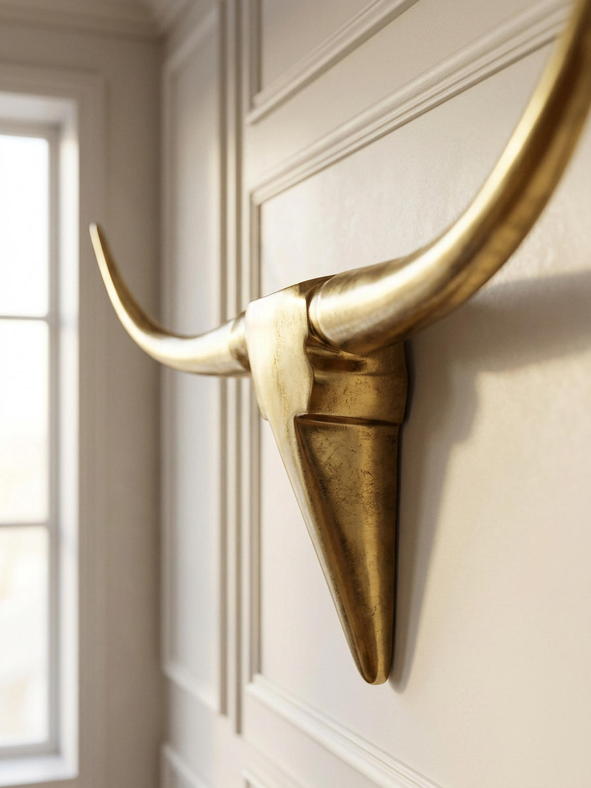 WANDDEKO Bull Geweih aus Aluminium 125 cm Breite, Gold 125x10x60 cm - Goldfarben, Metall (125/60/10cm) - KADIMA DESIGN