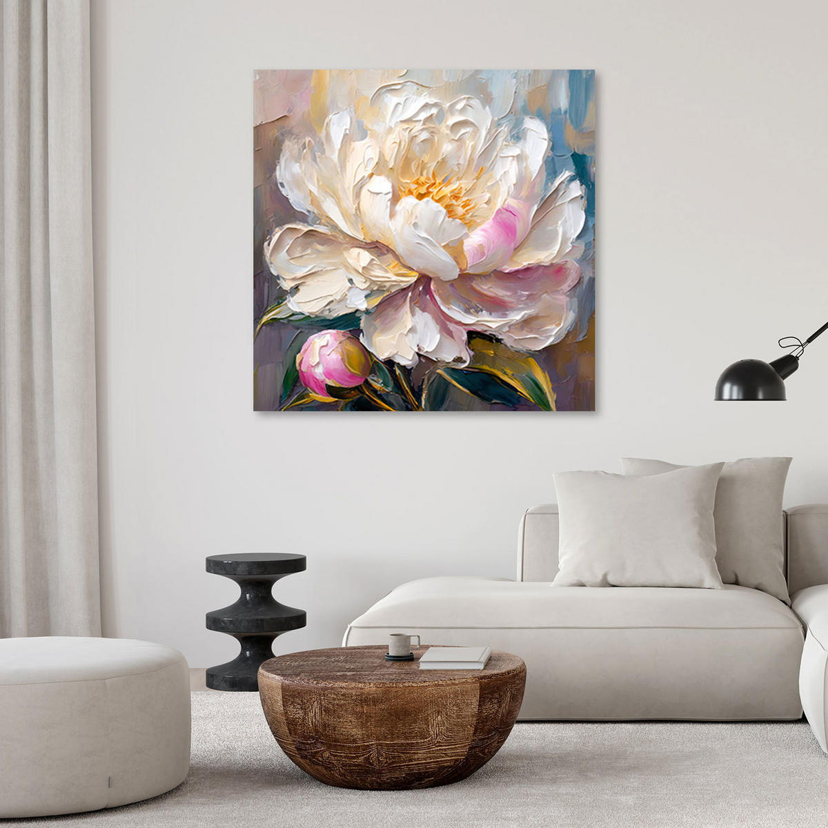 KUNSTDRUCK Weiß 50/50 cm - Weiß, Textil (50/50cm) - KUNSTLOFT