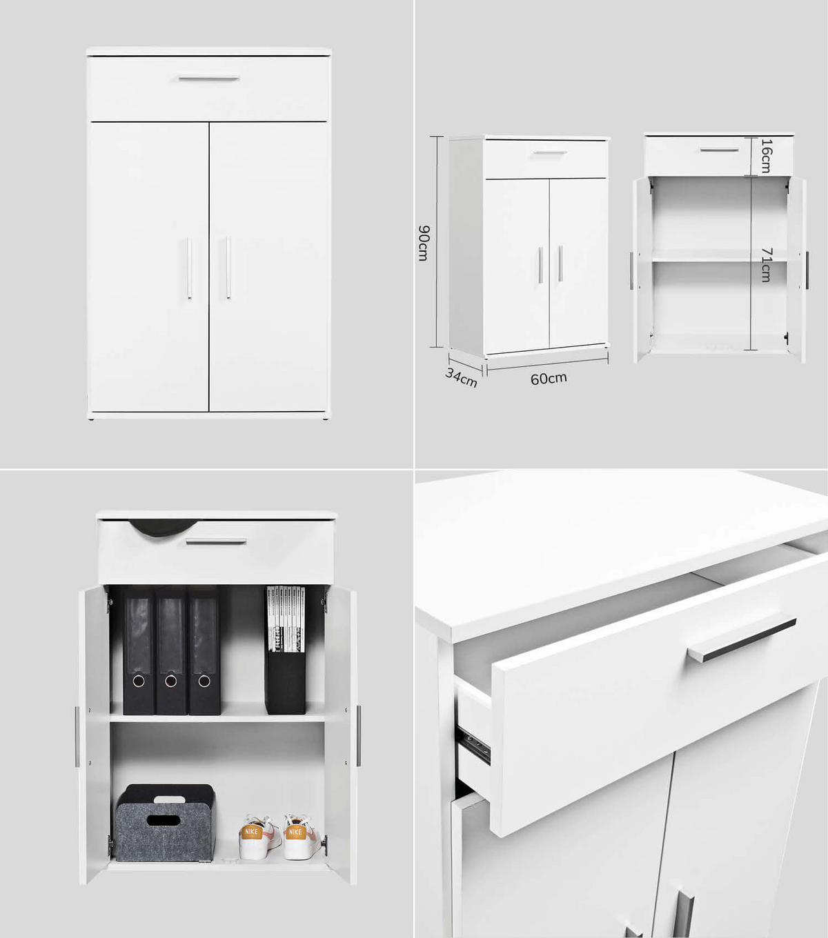MEHRZWECKSCHRANK SET Der Allzweckwaffe - Silberfarben/Weiß, Holzwerkstoff (60/180/34cm) - Mokebo