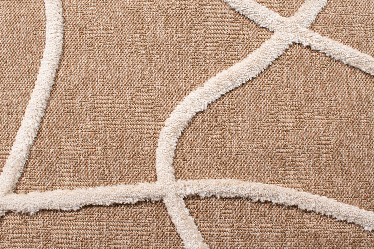 TEPPICH mit Jute-Optik Linien weiß Palma 120x170 cm - Weiß, Textil (150/170cm) - Nazar Rugs