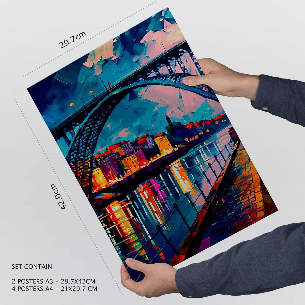 POSTER Set Mit 6 Regenbogen Im Ölgemälde Stil A3 & A4 Rahmenlos - Klar, Papier (29/3cm) - Nacnic