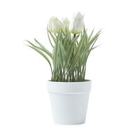 KUNSTBLUMEN Tulpen weiß im Blumentopf, 22 cm - Weiß, Kunststoff (22cm) - Homescapes