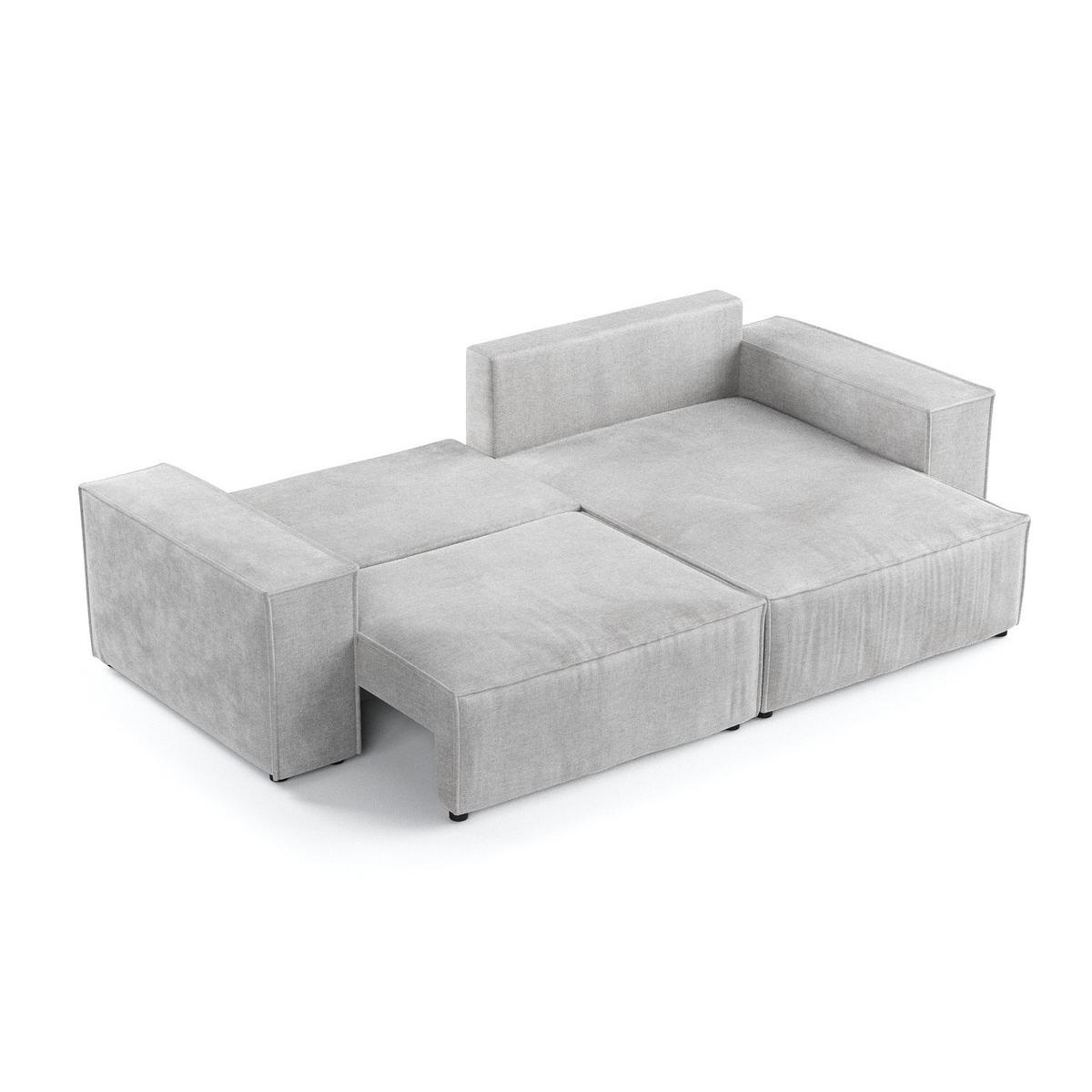 ROHOVÁ SEDAČKA CAVO, textil, Světle šedá - černá/světle šedá, dřevo/kompozitní dřevo (255/148cm) - AltaBeds