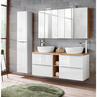 BADMÖBEL-SET 3-TLG. Toskana-56 - Weiß, Holzwerkstoff (195/190/46cm) - Lomado