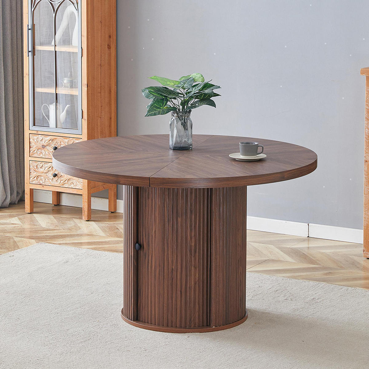 ESSTISCH mit Stauraum, Holzoptik, 115cm, Walnussholzfarbe - Walnussfarben, Holz/Holzwerkstoff (115/115/74cm) - KOMHTOM