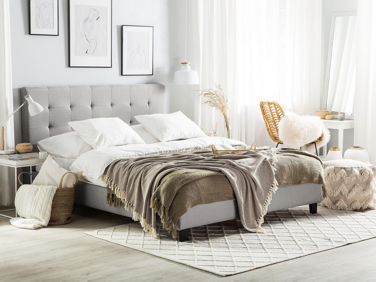 WASSERBETT 160x200 cm Grau La Rochelle - Hellgrau, Textil (160/200cm) - Beliani