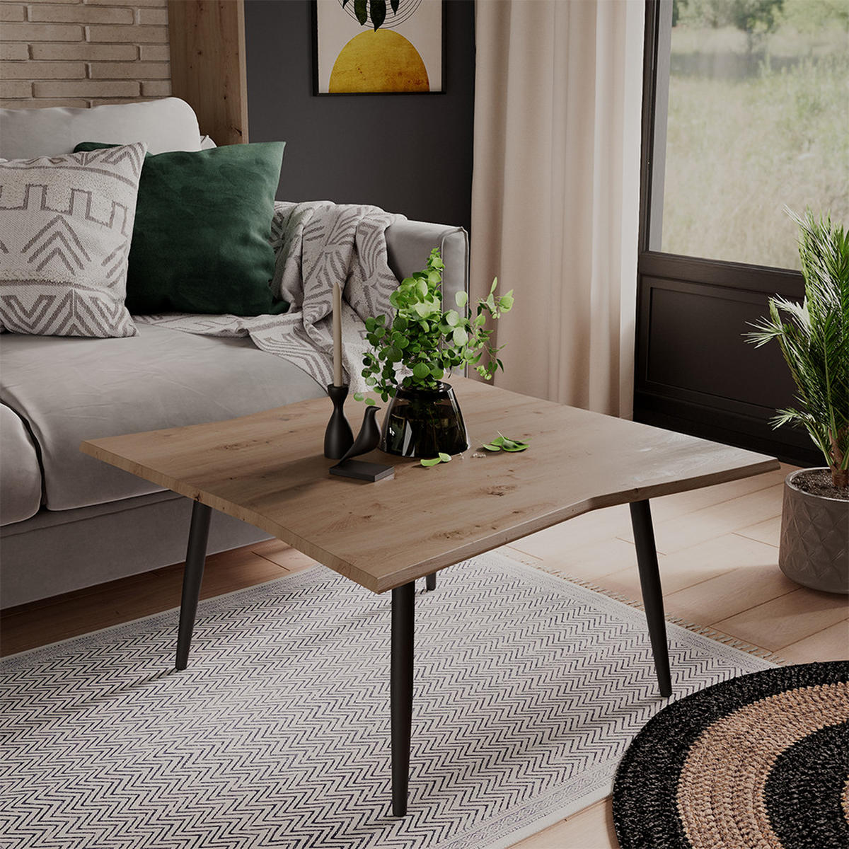 COUCHTISCH Yan Artisan 80 x 80 cm - Hellgrau, Holzwerkstoff (80/80/40cm) - Vicco