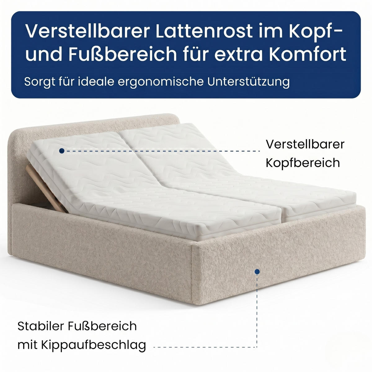 POLSTERBETT 160x200 cm Bonnell-Matratze H2 Bouclé Creme - Creme, Textil (160/200cm) - Home Collective