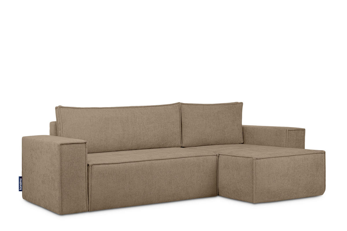 ECKSOFA-LINKS/RECHTS NAPI II mit Schlaffunktion, hellbraun - Hellbraun, Textil (262/148cm) - KONSIMO®