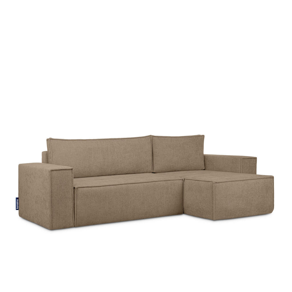 Thumbnail - Konsimo® Ecksofa-Links/Rechts, Hellbraun, Textil, L-Form, seitenverkehrt montierbar,L-Form, 262x148 cm, FSC 100%, Herges...