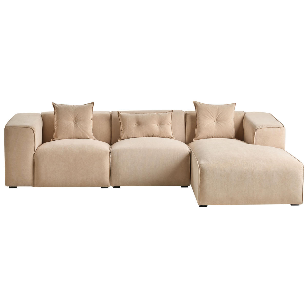 ECKSOFA Cord Beige rechtsseitig Dolva - Beige, Textil (294/170cm) - Beliani