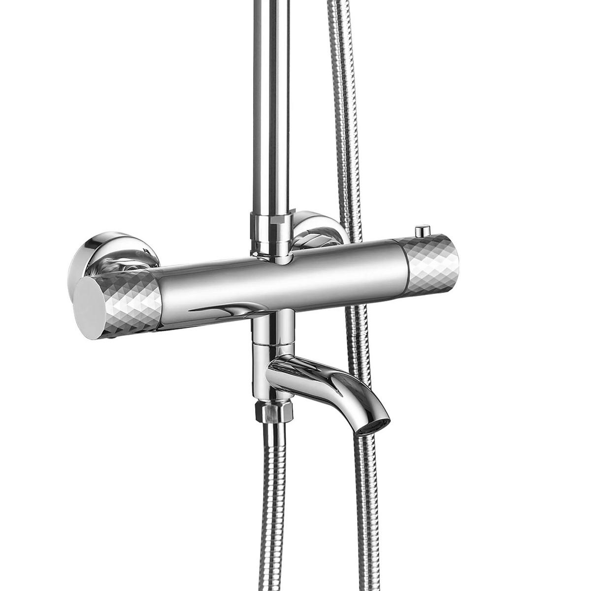 THERMOSTAT Duschset Rea Lungo Diamond Chrome - Chromfarben, Metall (15/117/5cm) - REA