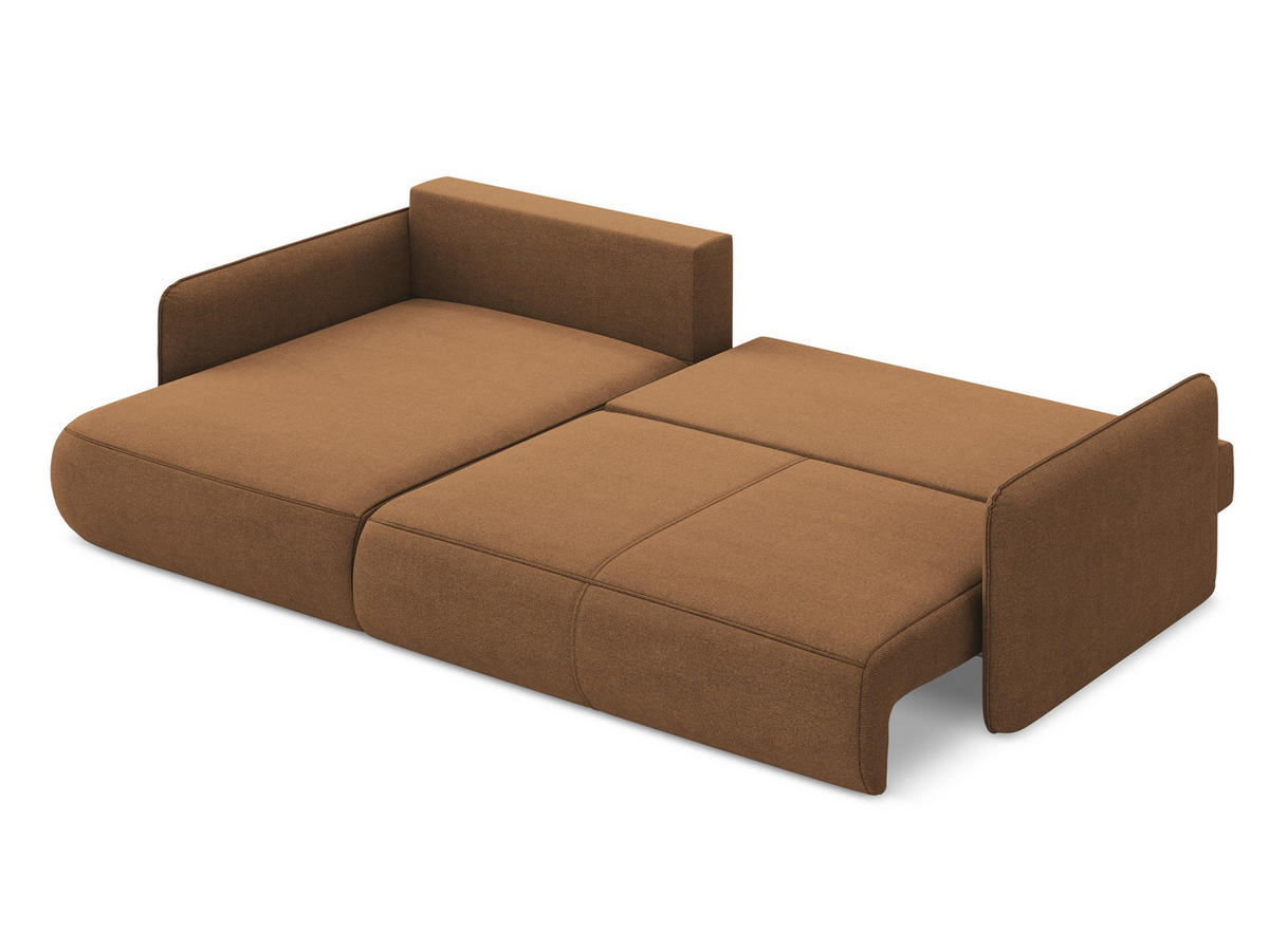ECKSOFA mit Schlaffunktion Strukturstoff Stoff Orange - Terra cotta/Schwarz, Kunststoff/Textil (148/240cm) - Makamii