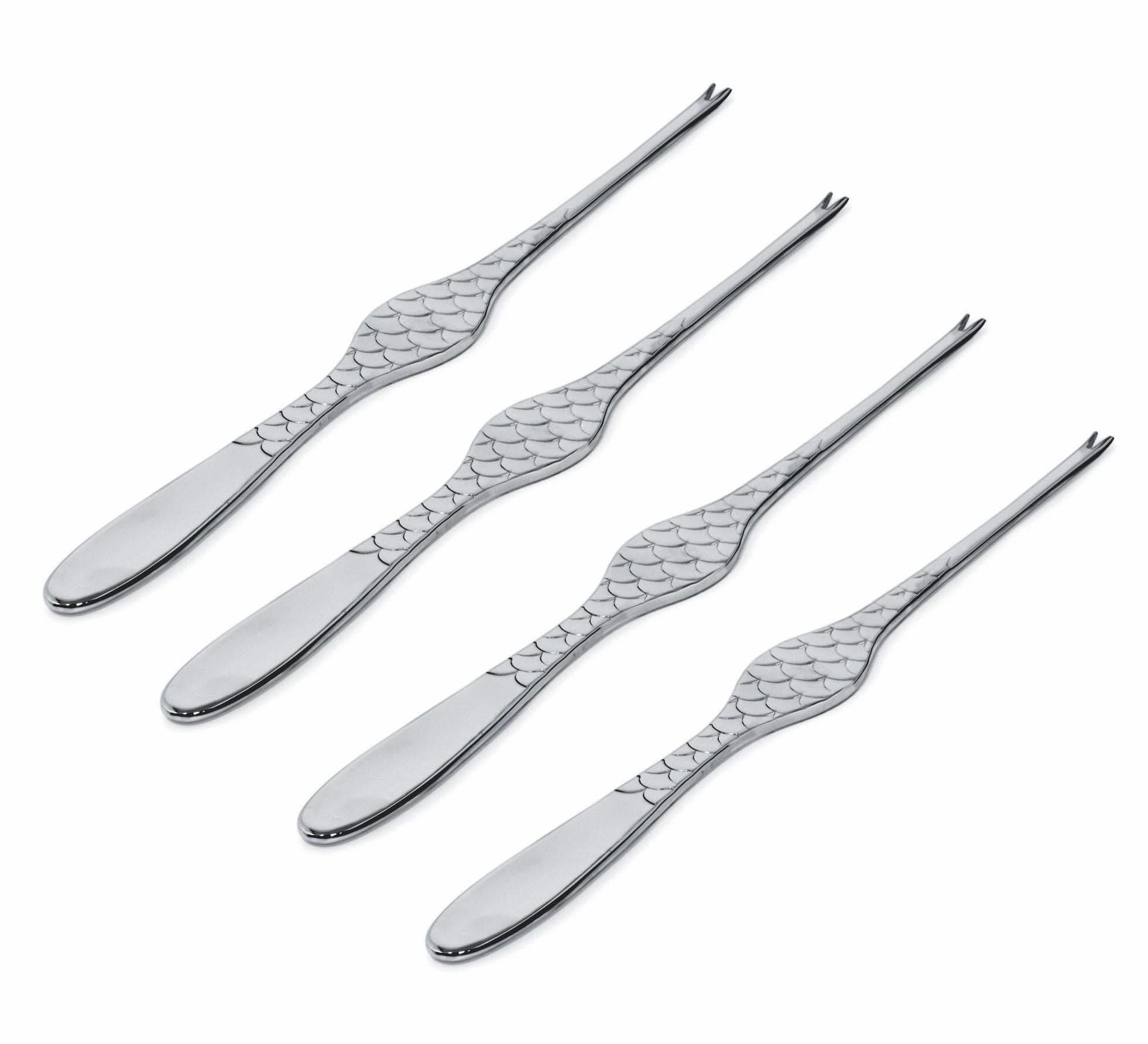 HUMMERGABEL Colombina Fish - FM23/34S4 - 4 Stück - von Doriana & Massimiliano Fuksas - Silberfarben, Metall - Alessi