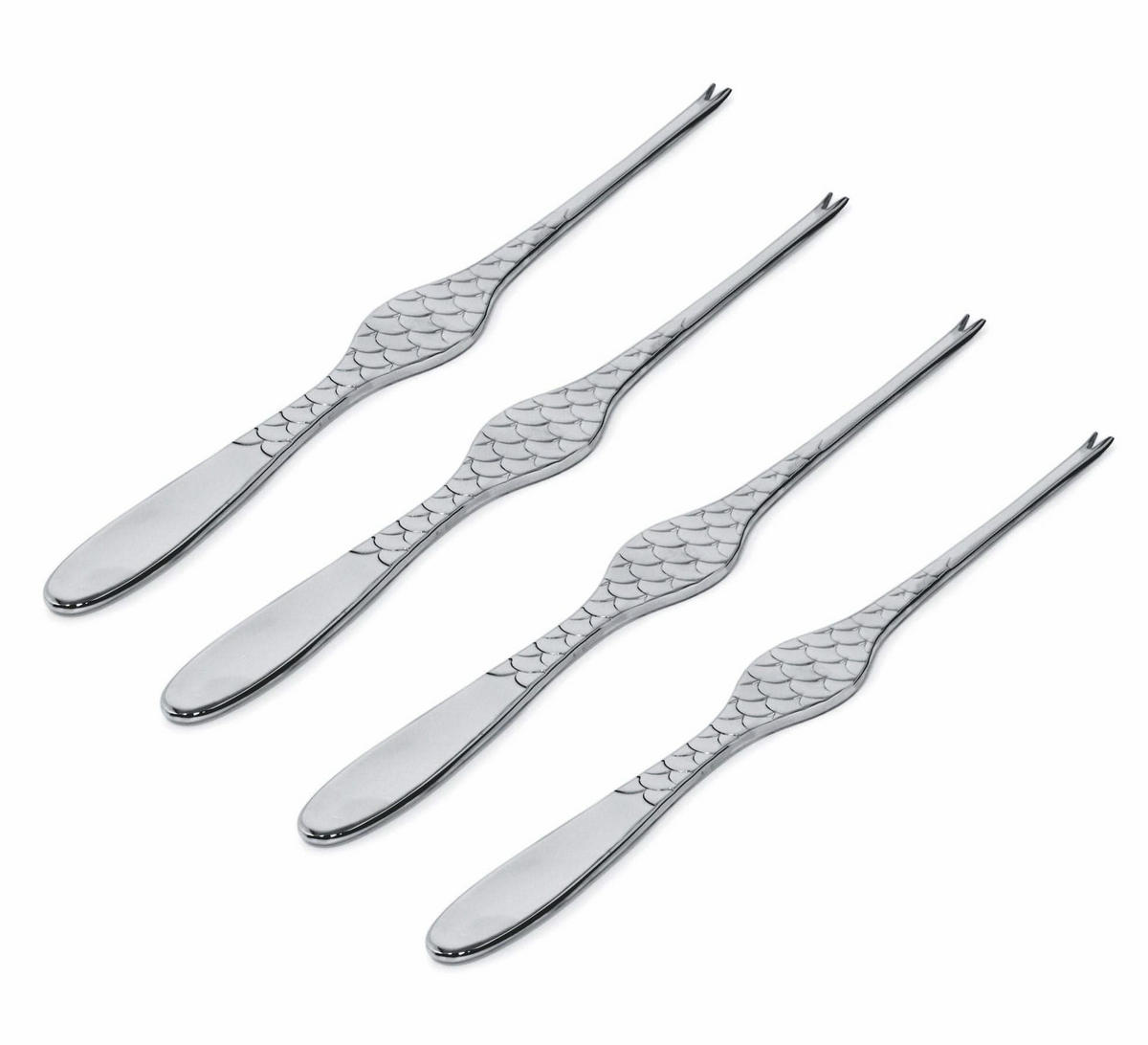 HUMMERGABEL Colombina Fish - FM23/34S4 - 4 Stück - von Doriana & Massimiliano Fuksas - Silberfarben, Metall - Alessi