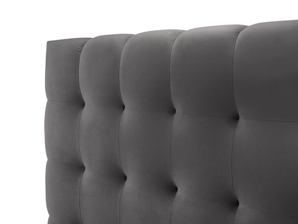 BETT mit Bettkasten und Doppelkopfteil Mamaia aus Samt grau 180x200cm - Grau, Textil (180/200cm) - Micadoni