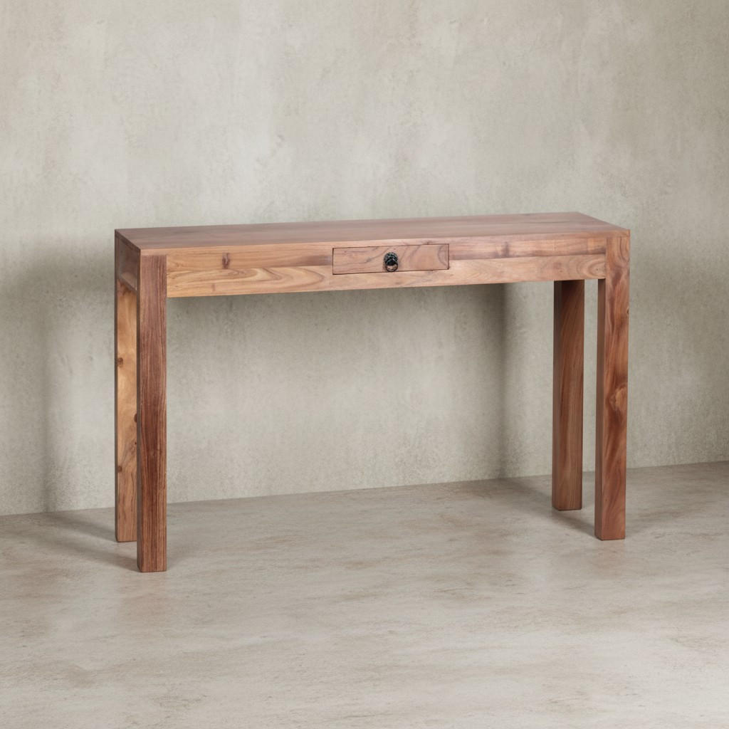 KONSOLENTISCH Akazienholz Schublade Landhausstil NAKO, Beige 120x40x70 cm - Beige, Holz/Metall (40/120/70cm) - KADIMA DESIGN