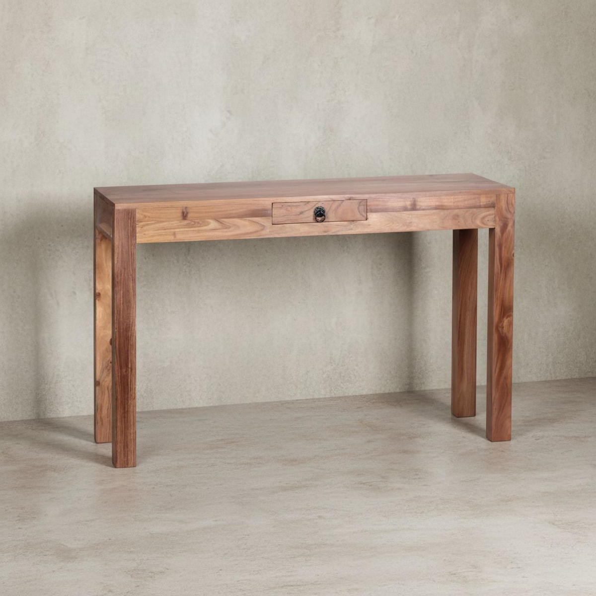 KONSOLENTISCH Akazienholz Schublade Landhausstil NAKO, Beige 120x40x70 cm - Beige, Holz/Metall (40/120/70cm) - KADIMA DESIGN