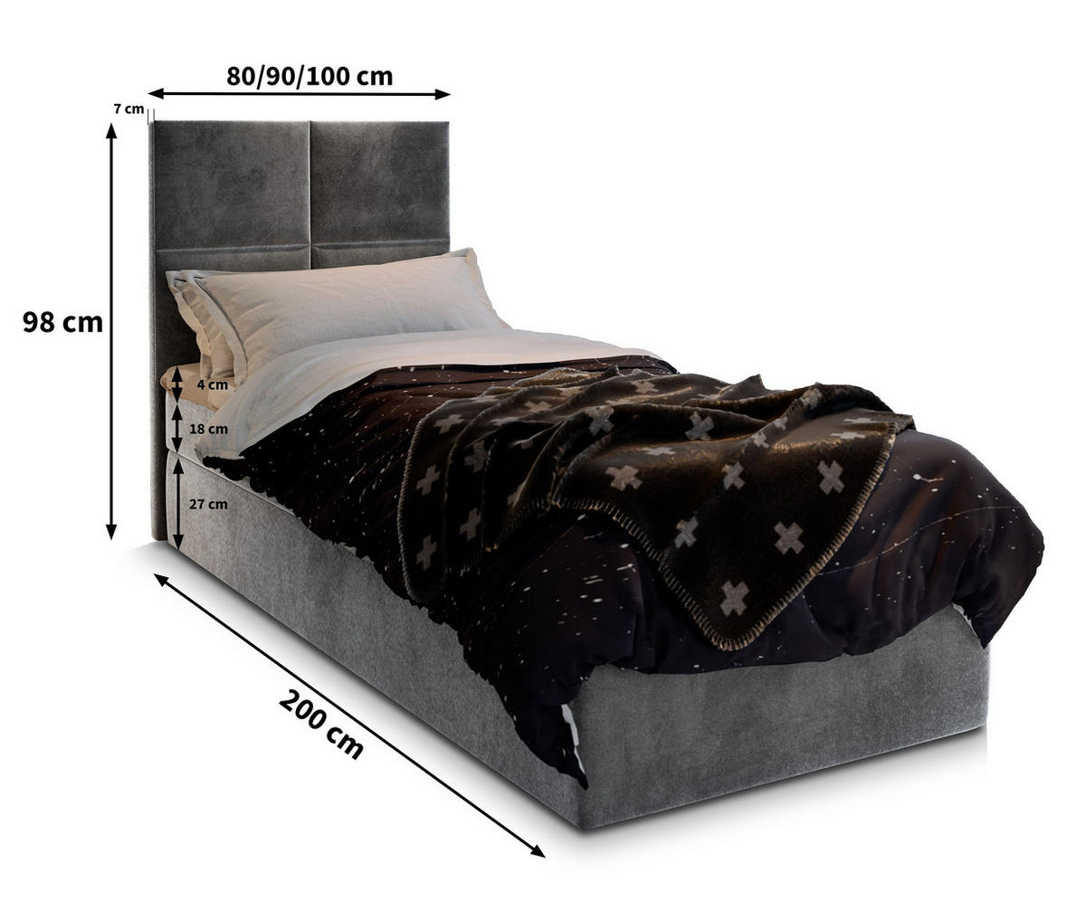 BOXBETT LENA 90 90x200 cm mit Matratze und Topper - Blau - Hellblau, Holz (90/200cm) - MASSENO