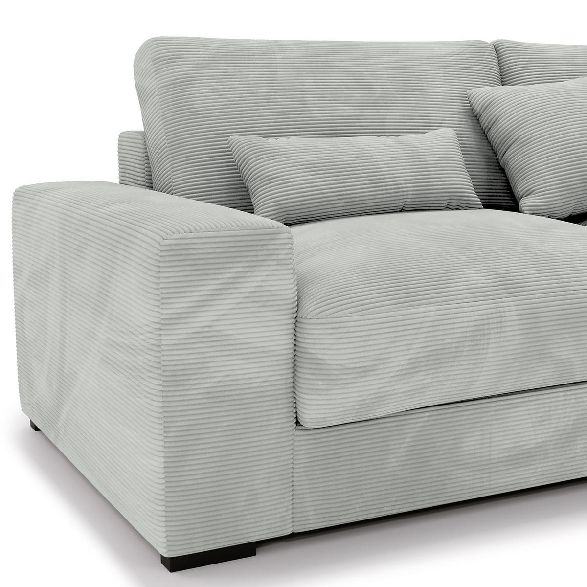 ECKSOFA mit Longchair - Hellgrau/Schwarz, Kunststoff/Textil (340/205cm) - home24