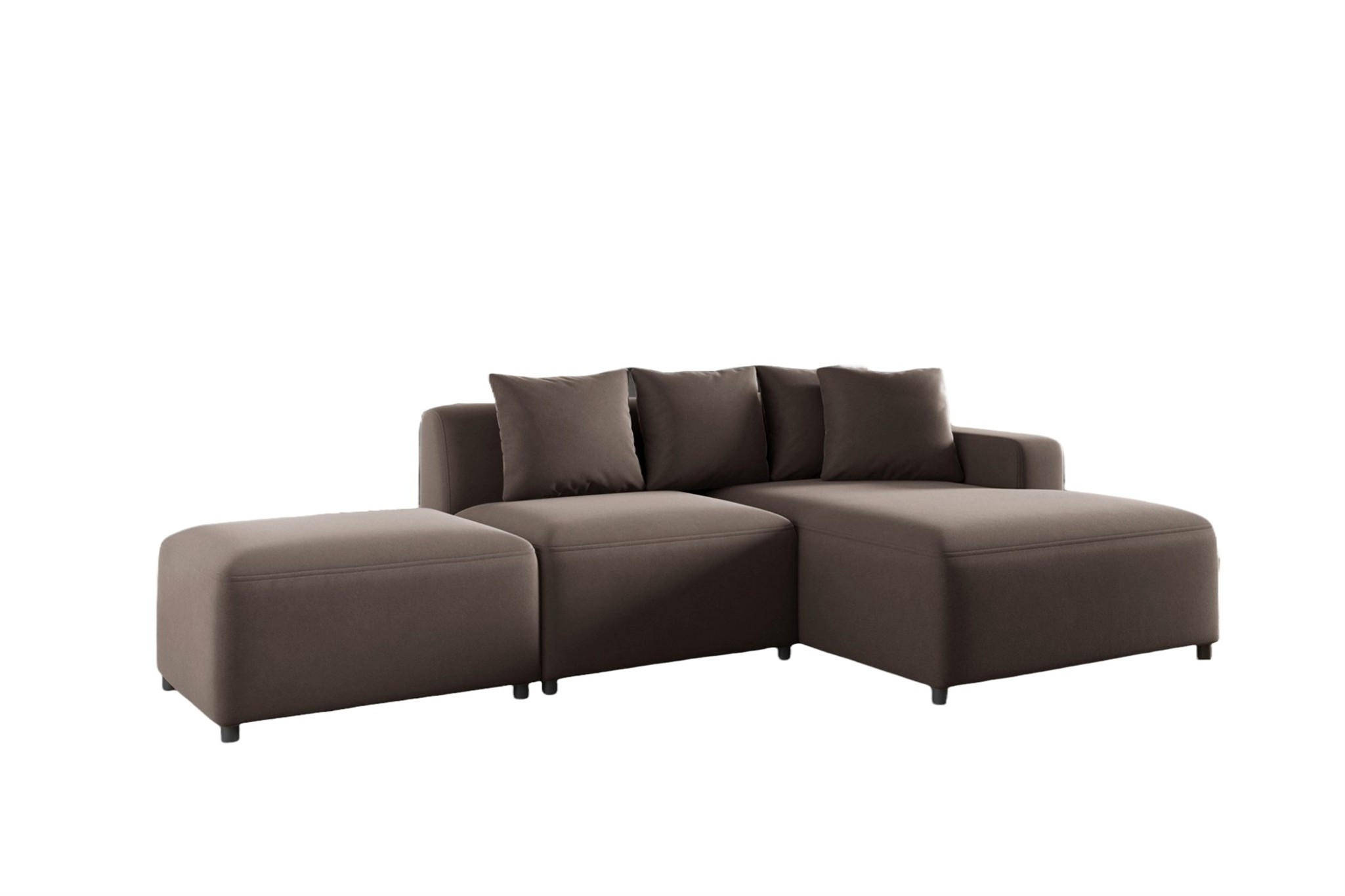 ECKSOFA Megan Xs In Stoff Salvador - Braun, Holzwerkstoff/Textil (304/165cm) - Fun Möbel