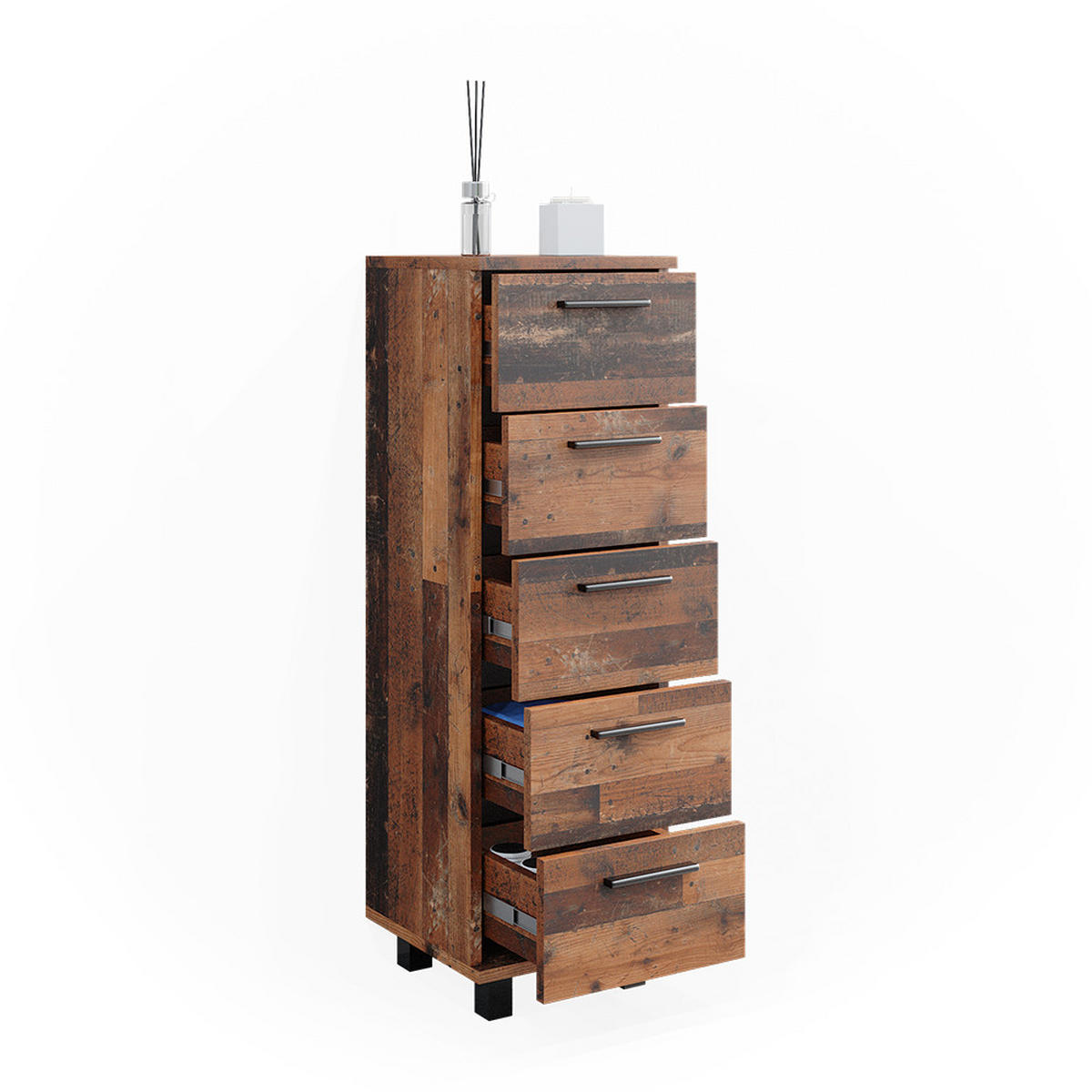 MIDISCHRANK Ilias Eiche rustikal 30 x 95 cm mit 5 Schubladen - Wildeiche, Holzwerkstoff (30/95/30cm) - Vicco