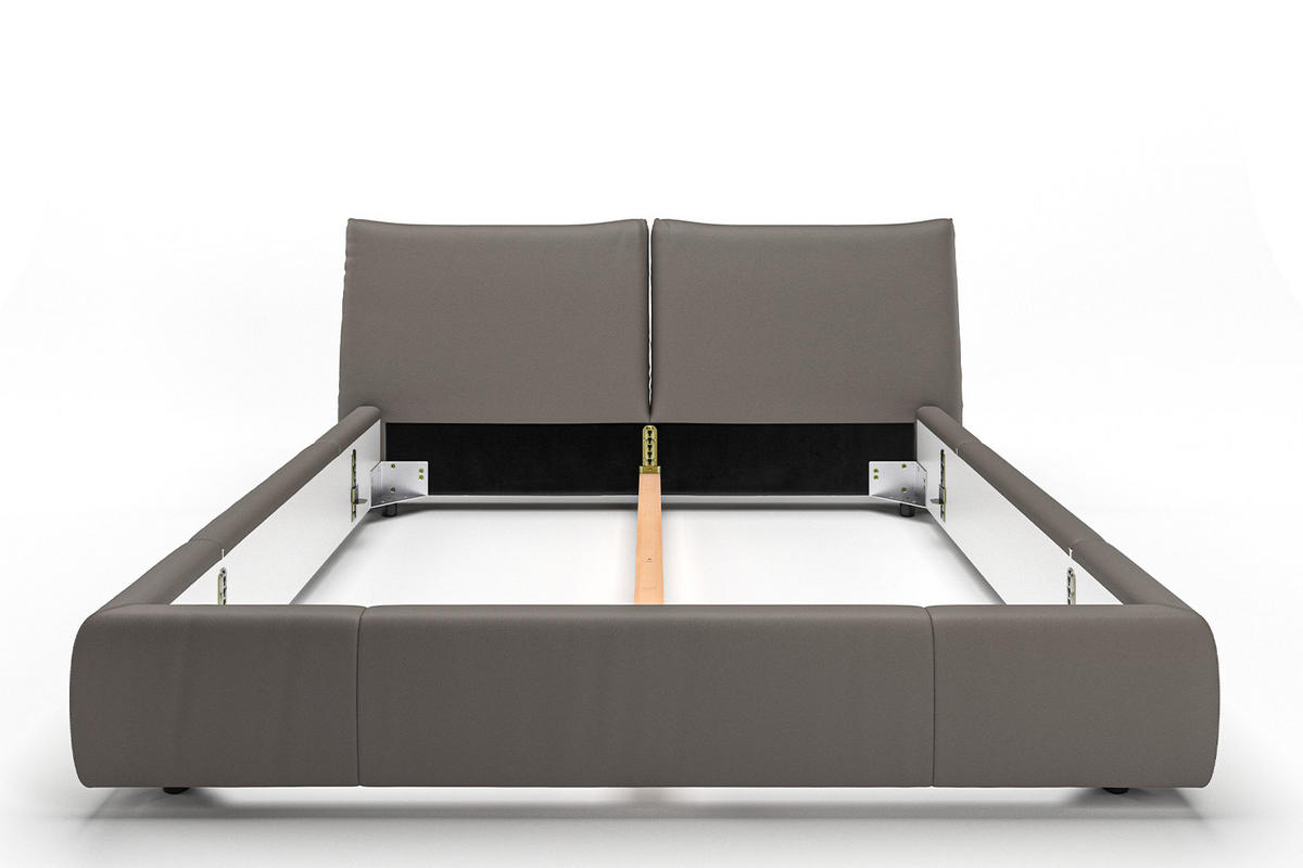 POLSTERBETT HENRY Grau Leder - Schwarz/Grau, Leder (160/200cm) - KAWOLA