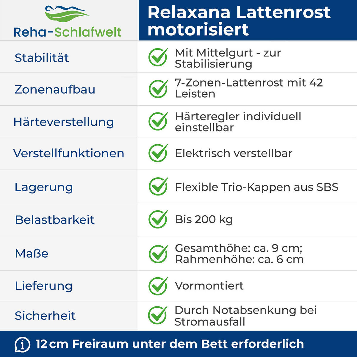 LATTENROST RELAXANA KF mit Motor 100x200 cm - Multicolor, Holz (100/200cm) - Reha-Schlafwelt