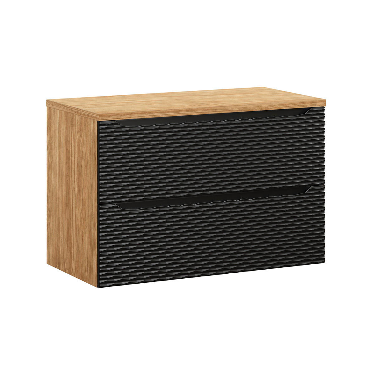 WASCHTISCHUNTERSCHRANK 90cm Elora Schwarz und Holz - Schwarz, Holzwerkstoff (90/59/46cm) - Petits-meubles