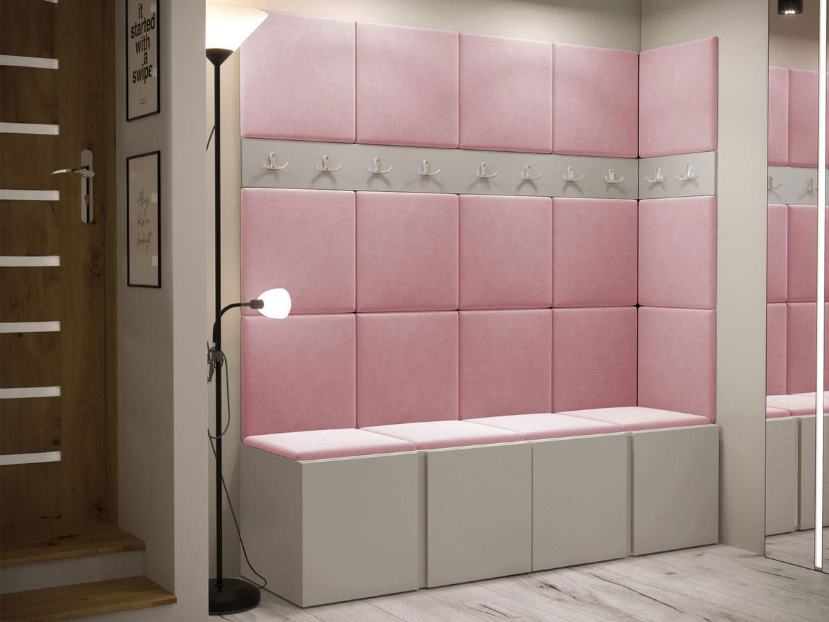 GARDEROBEN-SET Orion II - Kaschmir/Rosa, Holzwerkstoff/Kunststoff (168/186/46cm) - MIRJAN24