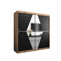SCHWEBETÜRENSCHRANK 200/200/62 2-türig - Silberfarben/Schwarz, Holz/Kunststoff (200/200/62cm) - Abiks Möbel
