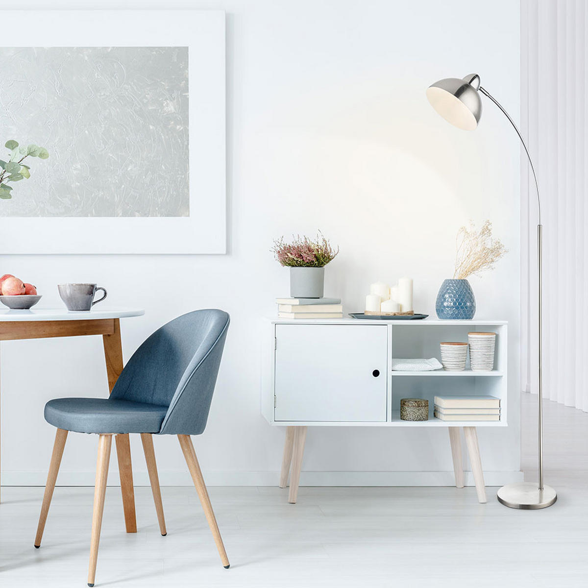 LED STEHLEUCHTE ANITA Silber matt - Silberfarben, Metall (50/23/155cm) - Globo Lighting