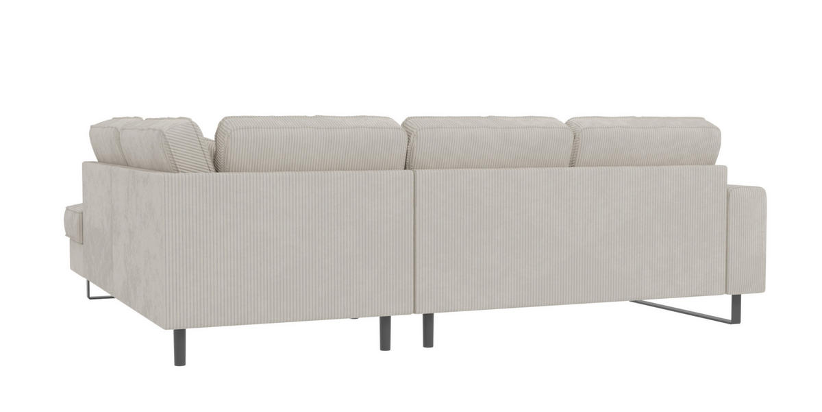ECKSOFA Floe Beige Cord - Beige/Schwarz, Holz/Kunststoff (290/231cm) - S-Style Möbel