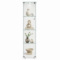 LED-VITRINE, 4-stufig mit Einzeltür, Weißrahmen - Weiß, Glas (39.8/163/35cm) - Joyfair