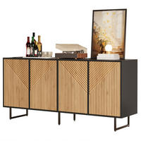 SIDEBOARD aus Spanplatte 160x40x75 cm Naturholz/Schwarz mit 4 Türen und Stauraum - Naturfarben, Holzwerkstoff (160/75/40cm) - IVMEU