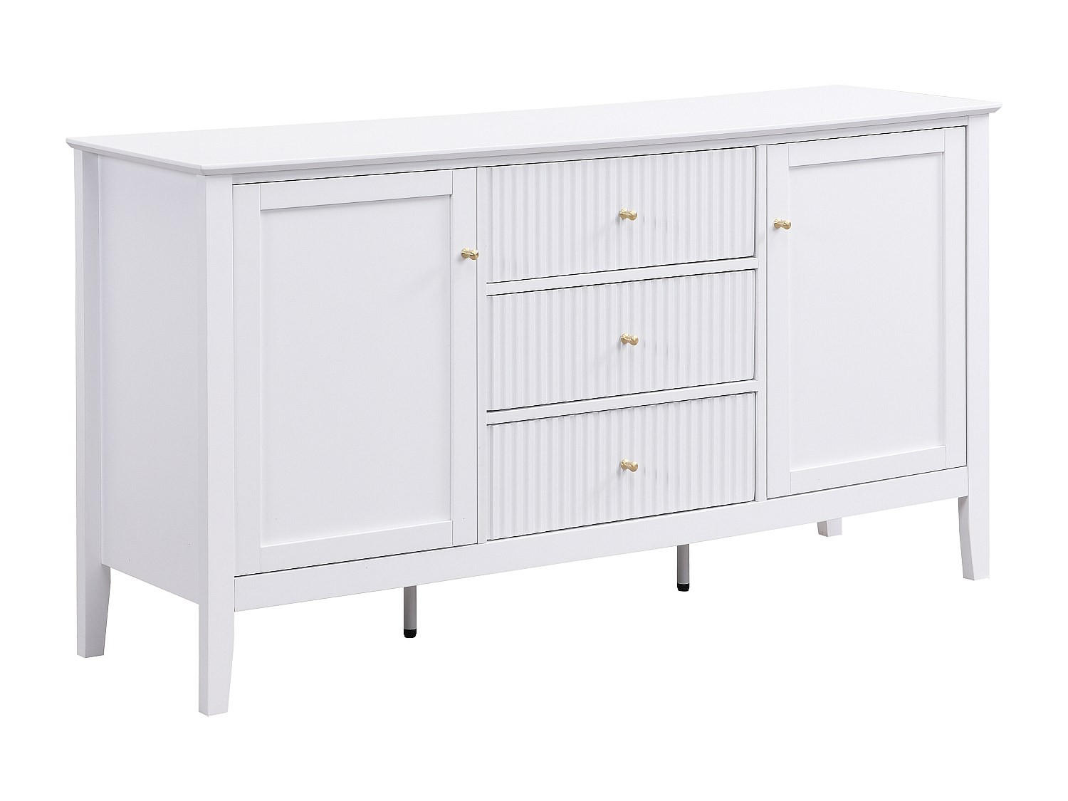 SIDEBOARD mit 2 Türen & 3 Schubladen - MDF - Weiß - NARIVA - Weiß, Holz (140/75/40cm) - Vente-Unique